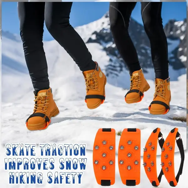 Chuarry 10 Pairs 7 Point Crampon Traction Crampons Spikes Cleats Anti-Skid Traction Grips for Shoes and Boots Walking, Hiking(Orange)