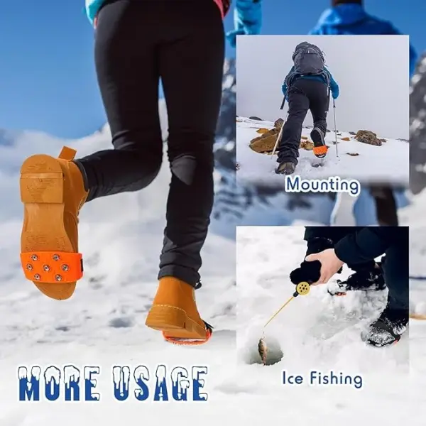 Chuarry 10 Pairs 7 Point Crampon Traction Crampons Spikes Cleats Anti-Skid Traction Grips for Shoes and Boots Walking, Hiking(Orange)