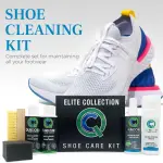 QuickCare Elite Collection - 4 oz Shoe Cleaner & Conditioner, Water & Stain Protection, 2.5 oz Quick Touch White, Brush & Sponge - Complete Shoe Cleaning Set for Sneakers, Leather, and More