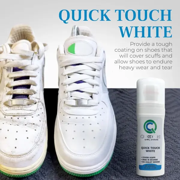 QuickCare Elite Collection - 4 oz Shoe Cleaner & Conditioner, Water & Stain Protection, 2.5 oz Quick Touch White, Brush & Sponge - Complete Shoe Cleaning Set for Sneakers, Leather, and More