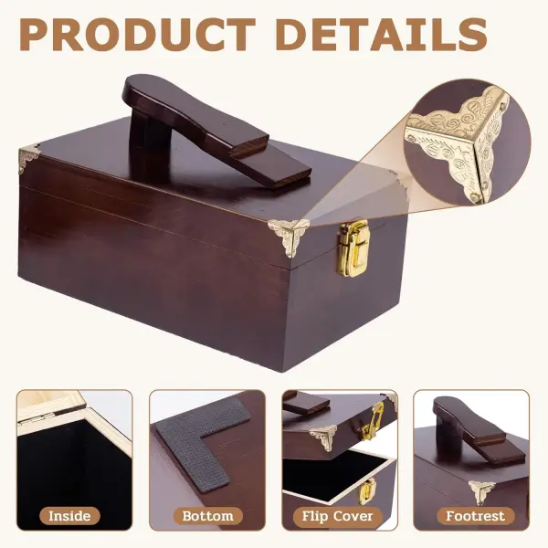 10 Pcs Deluxe Shoe Shine Box Set & Shoe Care Polish Kit with Foot Rest, Wooden Care Tools Storage Box Perfect for Multi- Leather Shoes