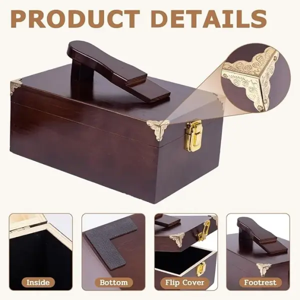 10 Pcs Deluxe Shoe Shine Box Set & Shoe Care Polish Kit with Foot Rest, Wooden Care Tools Storage Box Perfect for Multi- Leather Shoes