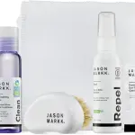 Jason Markk Starter Box, Shoe Cleaning Kit, 6-Piece Set, Deep Cleaning Solutions, Two Brushes, & Microfiber Towel, Sneaker Care, Ideal for Footwear, Safe on Leather, Suede, Nubuck, Cotton, Knits, 2oz