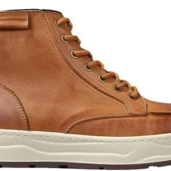 Men's High-top Lace-up Casual Leather Boots Brushed Color Design Board Shoes Breathable Comfortable Soft Sole Versatile Loose Suitable