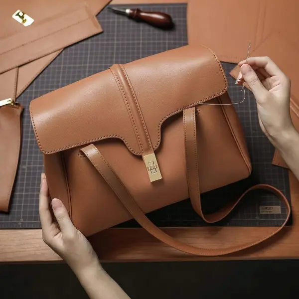 POPSEWING Soft 16 Tote Bag DIY Kit for Girls, Leather Working Kit with Bag Sewing Kits for Shoulder Bag