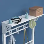 Stylish Entryway Coat Rack Stand with Bench 8 Hooks & 2-Tier Shoe Storage Freestanding Hall Tree Metal e nizer for Home Modern Entryway Fur