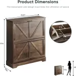 Smart FENDEE Shoe Cabinet, Shoe Storage Cabinet for Entryway with 2 Flip Drawers, Narrow Farmhouse Shoe Organizer Cabinet, Slim Shoe Rack Cabinet, 31.5in Walnut