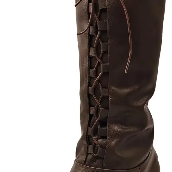 Men's Renaissance Boots Medieval Cosplay Boots Halloween Vintage Stage Pirate Viking Tied Shoes