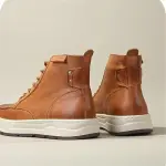 Men's High-top Lace-up Casual Leather Boots Brushed Color Design Board Shoes Breathable Comfortable Soft Sole Versatile Loose Suitable