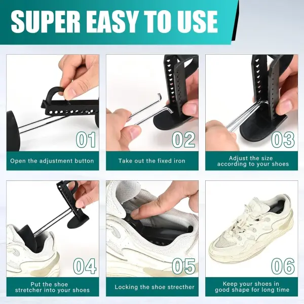 EchoDone 5 Pairs Practical Adjustable Length Men Shoe Tree Shoe Stretcher Boot Holder Shaper Support (Black Color)