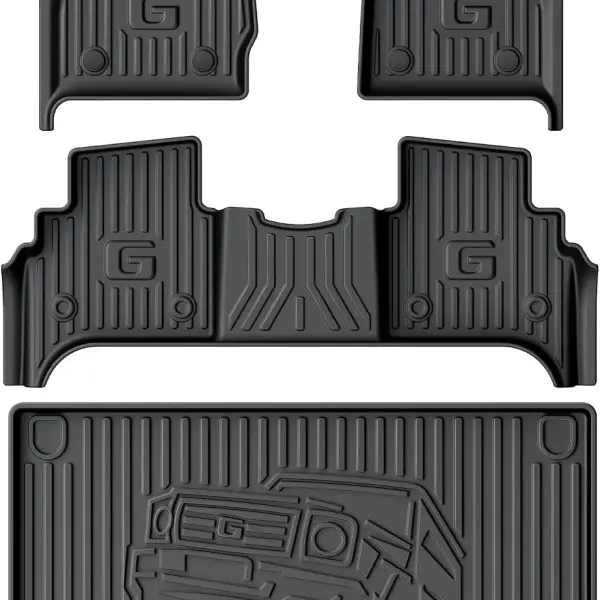 Original Floor Mats & Trunk Mat for 2019-2025 2026 Mercedes-Benz G Class/G550/G580/AMG G63 SUV Accessories - Custom Fit All Weather TPE Floor Liners 1st & 2nd Row & Trunk Mat, Black