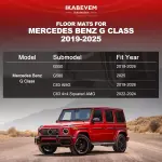 Original Floor Mats & Trunk Mat for 2019-2025 2026 Mercedes-Benz G Class/G550/G580/AMG G63 SUV Accessories - Custom Fit All Weather TPE Floor Liners 1st & 2nd Row & Trunk Mat, Black