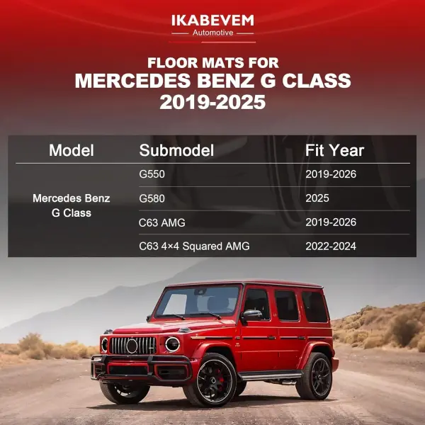 Original Floor Mats & Trunk Mat for 2019-2025 2026 Mercedes-Benz G Class/G550/G580/AMG G63 SUV Accessories - Custom Fit All Weather TPE Floor Liners 1st & 2nd Row & Trunk Mat, Black