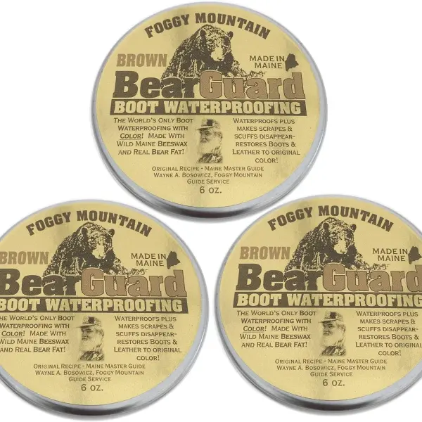Bear Guard Brown - Boot and Leather Waterproofing with Color - Beeswax and Bear Grease - 3 Pack