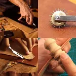 Leather Sewing Kit Leather Craft Tools Set Kit Leather Craft Punch Tools Kit Stitching Carving Working Hand Sewing Saddle Groover(Color:L31)