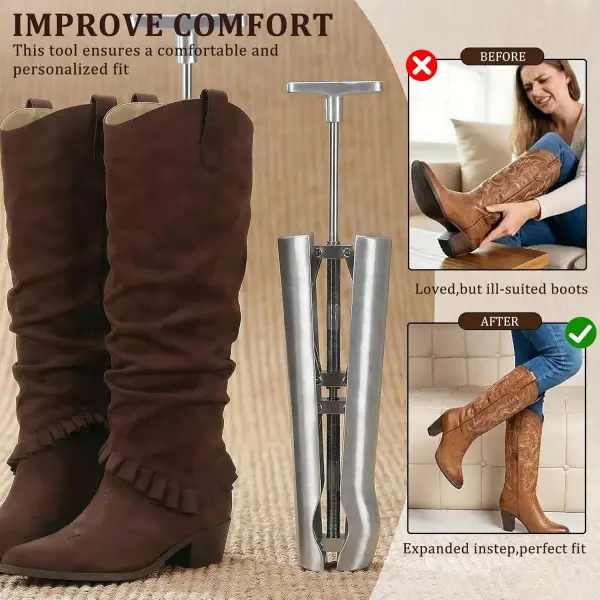 Professional Aluminum Boot Stretcher for Women and Men Wide Calf Boot Stretcher Tool Relieves Tightness for Cowboy Tall Leather Western Work Hiking Boots