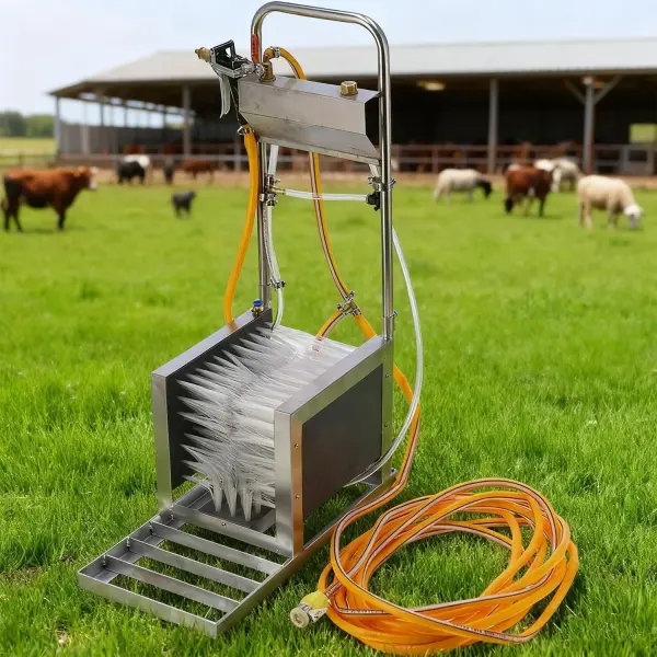 Stainless Steel Boot Scrubber with Water Spray Gun - Heavy-Duty Mud Remover for All Weather, Farm & Outdoor Use, Effortless Cleaning Solution