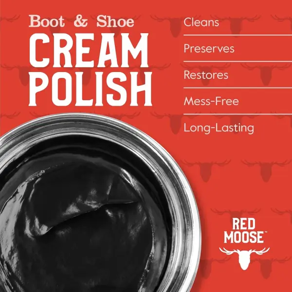 RED MOOSE Shoe Cleaning Kit for Leather Shoes – Black Shoe Polish Kit with Cream, Brushes, Cloth, and Travel Case – USA Made