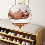 Wooden Shoe Cabinet Bench with Flip Drawer and Storage, Organizer Bench Seat with Padded Seat for Entryway Organization,Natural-100x30x46cm