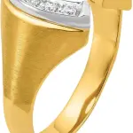 IceCarats 14K Solid Two Tone Gold 0.21 carat Diamond Extra Wide Horseshoe Signet Ring 15.16mm Band Round Cut, Natural, Prong Set, Brushed