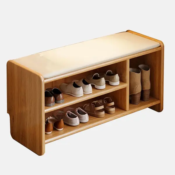 Entryway Wooden Shoe Bench with Storage Wood Shoe Organizer Rack for Front Door Entrance Entry Hallway Bench Seat for Living Room Bedroom Dinning Room Entryway(Wood Color,120cm/47.2in)
