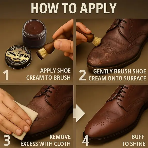 Eagle Shoe Cream Polish Kit – 3 Piece Boot & Shoe Polish with Shoe Cream, Shine Cloth & Applicator