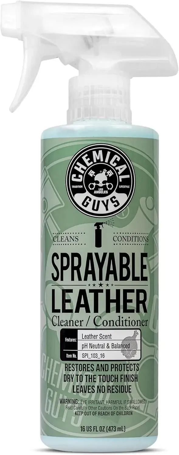 Chemical Guys Sprayable Leather Cleaner and Conditioner in One - Cleans, Conditions, and Protects Leather, Vinyl, Faux & More, Safe for Cars, Furniture & Apparel - 16 oz