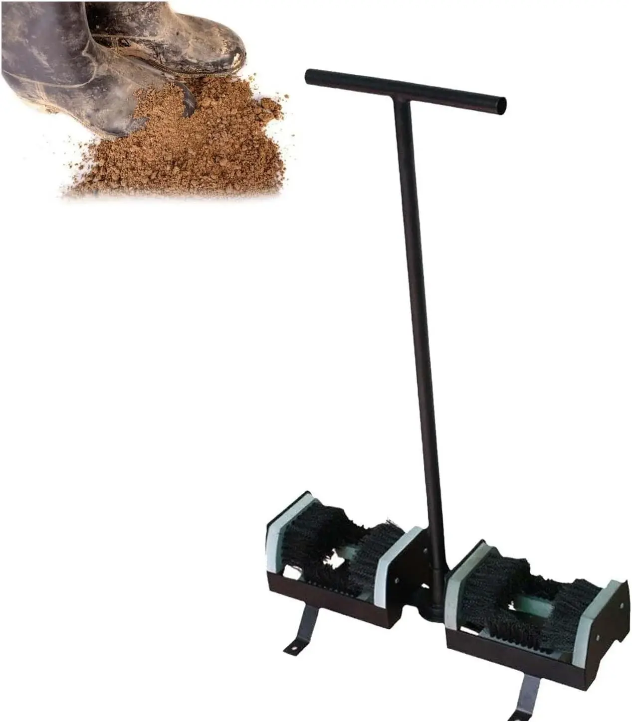 Heavy Duty Boot Scrubber Brush - Standing Shoe Cleaner for Mud & Dirt, Double Foot Scraper with Sturdy Handle, Perfect for Entryway & Garden Use
