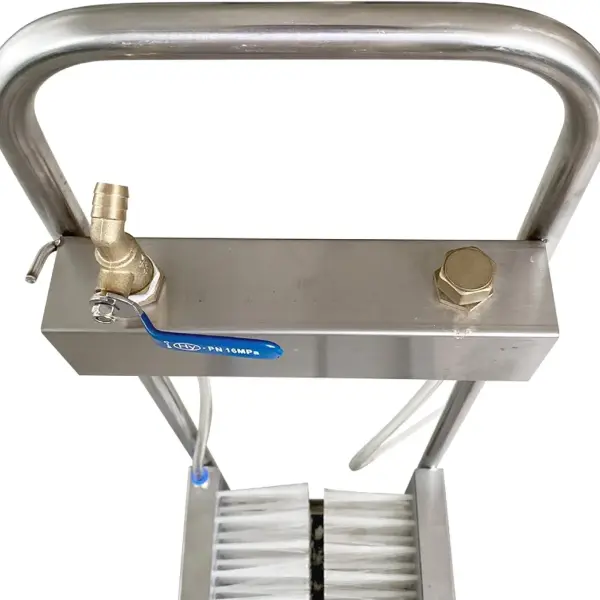 Stainless Steel Boot Scrubber & Shoe Cleaner with Water Spray Gun, Heavy-Du Brush for Farms, Ranches & Construct Sites, Footwear Cleaning Tool
