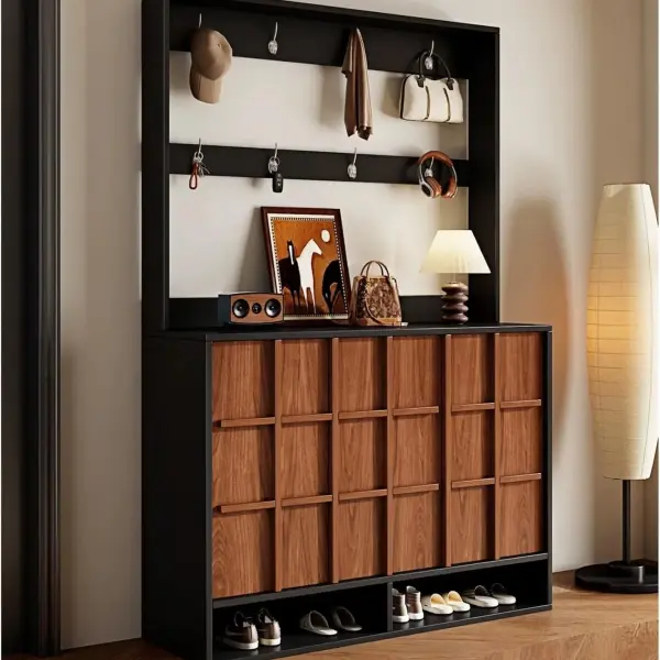 Shoe Cabinet Coat Rack with Shoe Cabinet Household Entryway Hall Tree Storage Shelf for Corridor(Large)