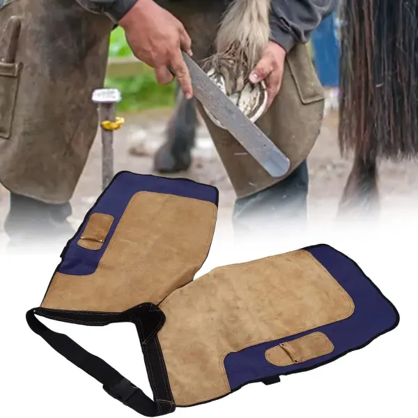 Horse Farrier Apron, Horseshoe Cleaning Pants with Pocket Canvas Suede Farrier Tool Apron Cowhide Farm Accessories Trimmer Chaps Hoof Care