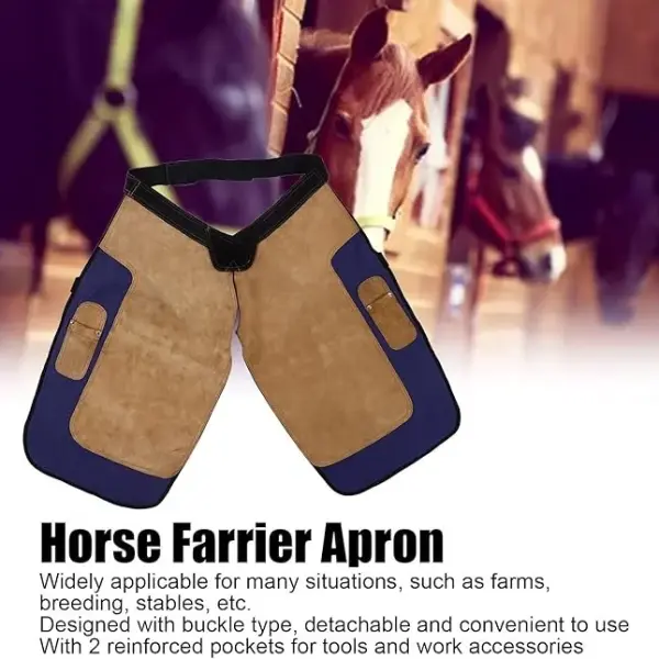 Horse Farrier Apron, Horseshoe Cleaning Pants with Pocket Canvas Suede Farrier Tool Apron Cowhide Farm Accessories Trimmer Chaps Hoof Care