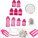 4 Sets Clothing Tailoring Set Bias Tape Makers Foldable Fabric Tool Binding Tool for Quilting Sewing Supplies Tailoring Pin Ruler Kit Quilt Binding Tool Folding Ruler Pin Kit