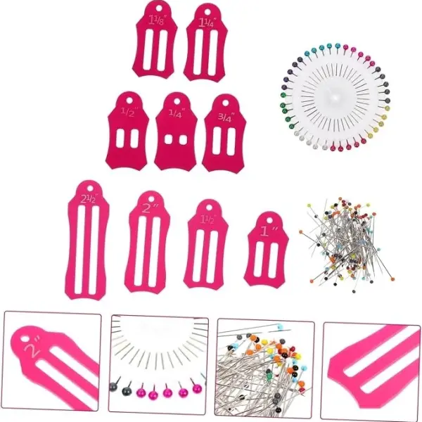 4 Sets Clothing Tailoring Set Bias Tape Makers Foldable Fabric Tool Binding Tool for Quilting Sewing Supplies Tailoring Pin Ruler Kit Quilt Binding Tool Folding Ruler Pin Kit