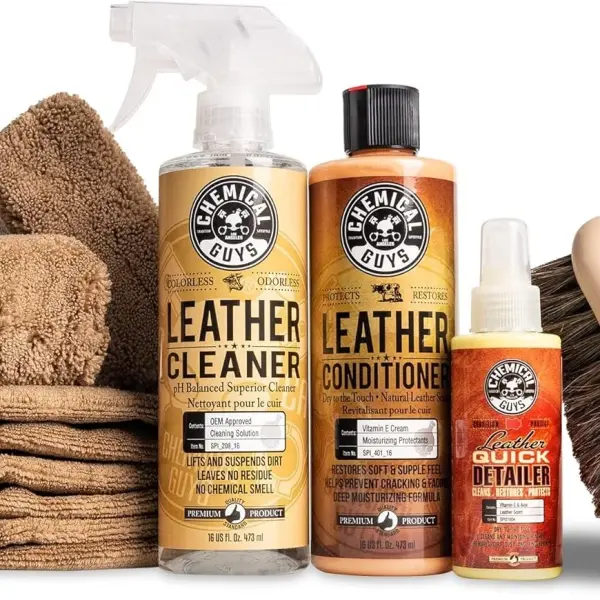 Chemical Guys Leather and Interior Cleaner Kit with Conditioner, Protectant and Accessories