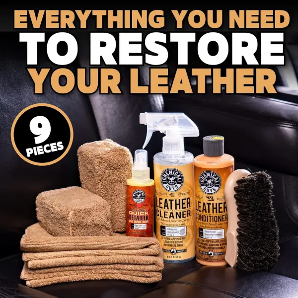 Chemical Guys Leather and Interior Cleaner Kit with Conditioner, Protectant and Accessories