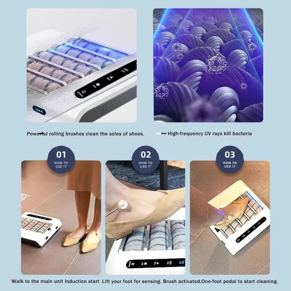 Fully Automatic Rechargeable Shoe Sanitizer Machine & Sole Cleaner, Powerful Suction 260RPM, Electric Shoe Polisher & Deodorizer, Portable Shoes Disinfectant Polisher for Home & Office,A-1