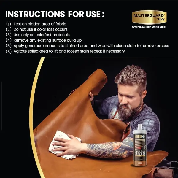 MASTERGUARD Leather Care Pack – Water-Based, Non-Toxic Cleaner & Conditioner with 2 Microfiber Cloths – Cleans, Conditions & Protects Leather Furniture, Car Seats & Accessories