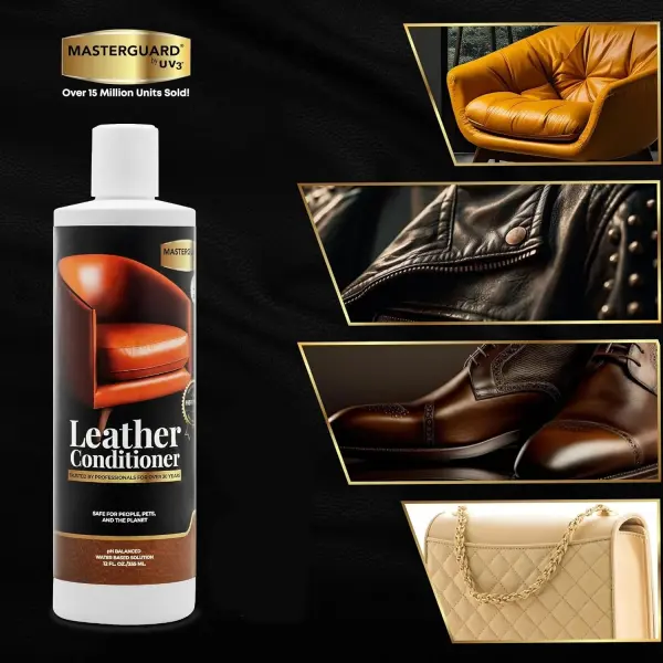 MASTERGUARD Leather Care Pack – Water-Based, Non-Toxic Cleaner & Conditioner with 2 Microfiber Cloths – Cleans, Conditions & Protects Leather Furniture, Car Seats & Accessories