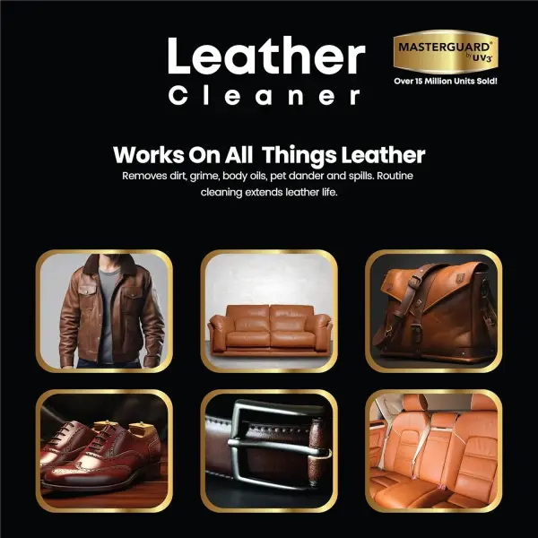 MASTERGUARD Leather Care Pack – Water-Based, Non-Toxic Cleaner & Conditioner with 2 Microfiber Cloths – Cleans, Conditions & Protects Leather Furniture, Car Seats & Accessories