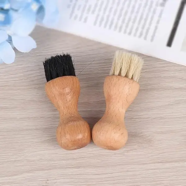 Boots Shoe Brush Leather Supplies Polishing Wooden Handle Cleaning Tools