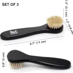Premium Shoe Polish Brush Set - Horse Hair Brushes, Shoe Polish Applicator for Leather Footwear - Shoe Brushes for Cream & Polish - Made of White Horse Hair & Lotus Wood Handle