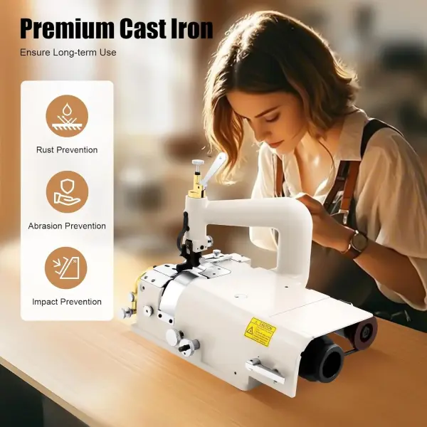 Electric Leather Skiving Machine, Industrial Sewing Machine with 600W Brushless Servo Motor 3 Presser Feet Specification Shovel Skin Cutter for Leather, Felt & Rubber(Leather Peeler Head + Motor)