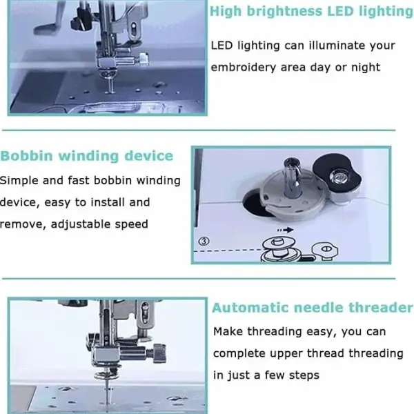 7-Inch Computerised Digital Sewing Machine,3.93"x3.93"/3.93"x9.25" embroidery area+Multiple patterns can be imported,LED Lighting,Multifunctional Industrial Sewing Machine