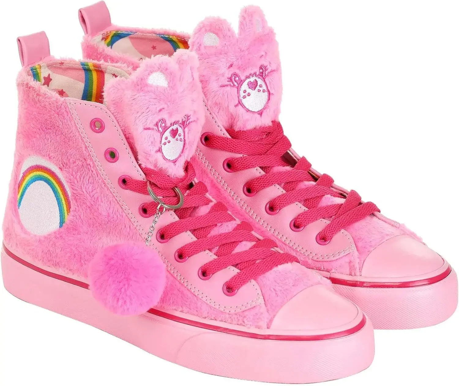 Care Bears Adult Pink Cheer Bear Shoes with Faux Fur and Embroidered Details