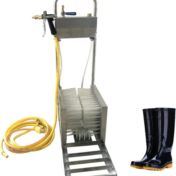 Boot Scrubber Shoe Cleaner, Stainless Steel Brush Scraper & Footwear Cleaner with Water Spray Gun for Farms, Ranches, and Construction Sites
