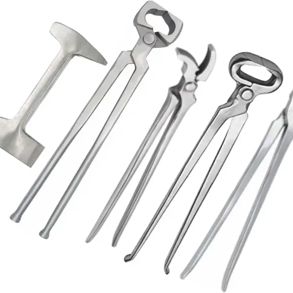 Farrier Horse Hoof Care Tool Kit – Professional Hoof Nippers, Nail Puller, Hoof Clincher, Buffer & Shoe Puller – Heavy Duty Equine Trimming & Shoeing Tools for Horses
