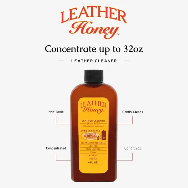 Leather Honey Complete Leather Care Kit Including 4 oz Cleaner, 8 oz Conditioner and 2 Applicator Cloths for use on Leather Apparel, Furniture, Auto Interiors, Shoes, Bags and Accessories