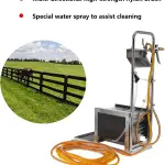 Stainless Steel Boot Scraper & Footwear Cleaner with Automatic Scrubber, Mud Remover Brush & Water Spray Gun for Livestock Farms, Durable Shoe Cleaning Tool