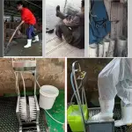 Stainless Steel Boot Scraper & Footwear Cleaner with Automatic Scrubber, Mud Remover Brush & Water Spray Gun for Livestock Farms, Durable Shoe Cleaning Tool